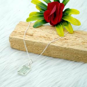 สร้อยคอพลอยอเมทิสต์สีเขียวเงินสเตอร์ลิง925เพชรพลอยเหลี่ยมพร้อมของขวัญแต่งงานทองคำสำหรับเธอ - Product Image 1