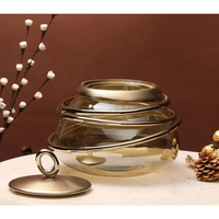 Ensemble de pots en verre décoratifs avec couvercles dorés, design en spirale métallique, récipients de stockage étanches à l'air pour biscuits, bonbons, usage domestique
