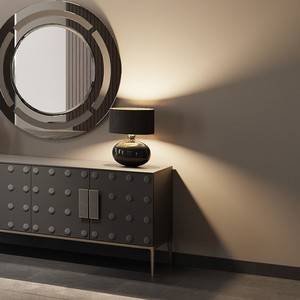 Aparador Geométrico Moderno de Lujo con 3 Puertas, Mueble de Salón con Espejos y Patas Metálicas, Venta al Por Mayor - Product Image 2