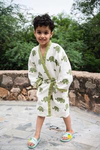 Premium Quality Hand Block Print Cotton Waffle Fabric <b>Kimono</b> Bathrobe Sleepwear for Kids - Product Image 6