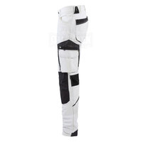 Pantalón de trabajo de algodón transpirable personalizado en color blanco, talla grande, con múltiples bolsillos tipo cargo.