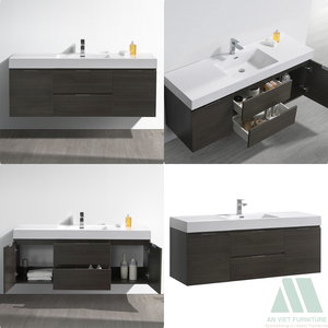 Ensemble de Meta Lavabo en Bois Compact de Style Moderne OEM/ODM Prêt à Assembler Meubles de Maison Salle de Bains Buffets avec Armoires Flexibles - Product Image 2