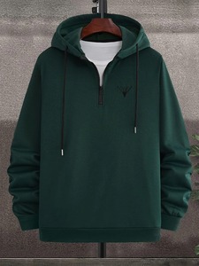 Sweat-shirts à capuche demi-zippés 100% coton, été, uni, respirant, séchage rapide, impression numérique, streetwear unisexe - Product Image 3