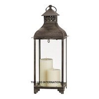 Lot de 3 lanternes de forme irrégulière en métal plaqué or, maison, salon, hôtel, balcon, bougie unique en béton