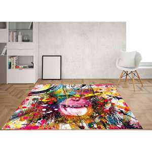 Alfombra con Diseño de Grafiti de Mono: Decoración Abstracta Colorida, Alfombra Impresa, con Pelo Suave - Product Image 1