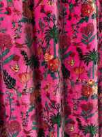 Rideau en velours rose vif, rideau floral, draperies botaniques vintage, style velours de coton de luxe