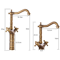 Robinet de salle de bain certifié CE, style rétro, en laiton, finition bronze cuivre, avec double poignée et bec pivotant, pour lavabo haut.