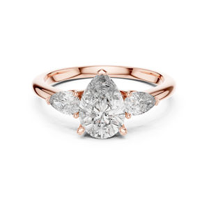 Bague en or rose 14 carats pour femme, diamant de laboratoire taille poire, pour tous les jours |   Nouveau diamant cultivé - Product Image 1