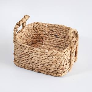 Mini cestas de almacenamiento para organizar estantes, cajones y despensas, hechas a mano con jacinto de agua, venta al por mayor. - Product Image 2