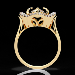 Exquisite 14K 18K Gold Lab Grown Diamond Floral Halo <b>Ring</b> VVS EF Clarity Handcrafted Fine Jewelry - Product Image 6