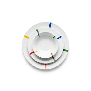 Be-Kct0017 Service de table en porcelaine rayé multicolore 18 pièces - MULTICOLORE - Product Image 3