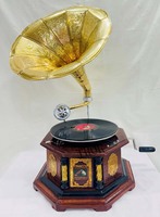 Gramophone Phonograph Brass Horn Vintage Look Working Sound Box Needle Set Original 8SD