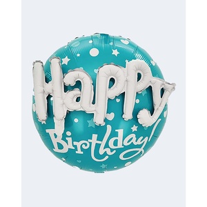 Palloncini in Foil 'Happy Birthday' Blu 56cm, Confezione da 12 Pezzi, Decorazioni per Feste - Product Image 1