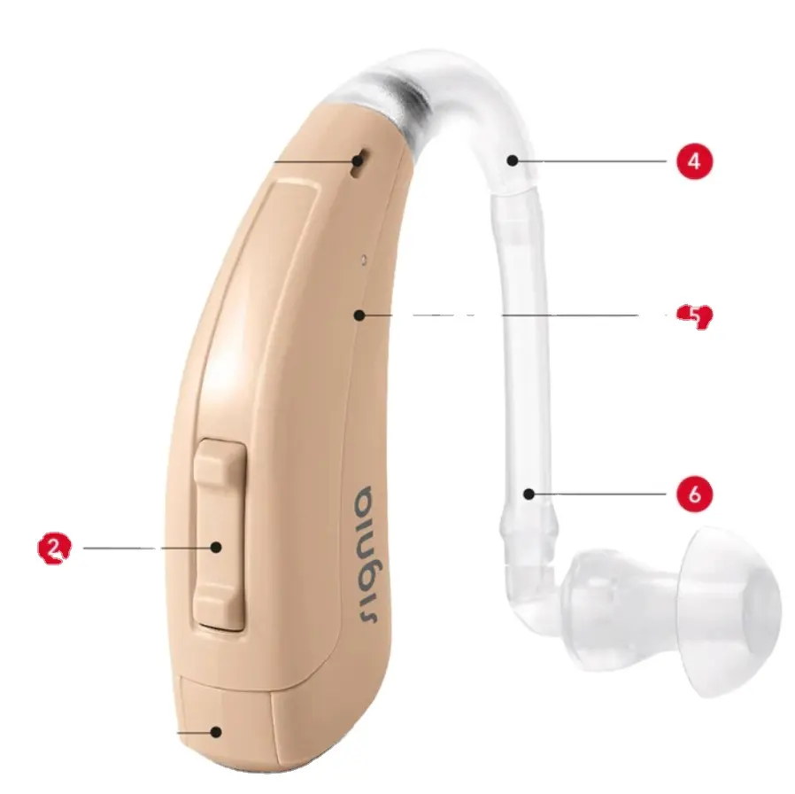 Signia BTE Fast P 4 Channel Digital Non Programmable Hearing Aid for Deafness Advanced technology beige colour