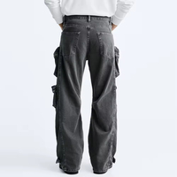 Jean Baggy Homme Hiver/Printemps Personnalisé, 100% Coton Respirant, Multi-Poches, Effet Délavé, Coupe Droite, Écologique – Grande Vente