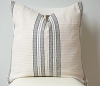 Housse de coussin en coton 100% tissé, vintage, rayée, à franges |   Housse de coussin décorative bohème |   Fermeture éclair carrée faite à la main