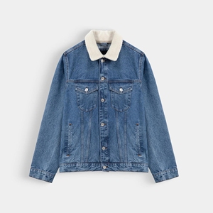 แจ็กเก็ตผ้าเดนิมแนวสตรีทสำหรับผู้ชาย, เสื้อแจ็กเก็ตผ้าขนเทียมป้องกันแบคทีเรียระบายอากาศได้ดีเหมาะสำหรับฤดูหนาวและอากาศหนาว - Product Image 4