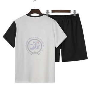 2024 hommes chemise et ensemble court hommes 2 pièces été mode à manches courtes t-shirt personnalisé tissu tissé décontracté deux tons de haute qualité - Product Image 2