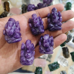 Sculpture de pierres précieuses Petite Statue Ganesha Idol Labradorite Améthyste Quartz Rose Ganesha Dieu Hindou Ganesh Figurine Beau Cristal - Product Image 5