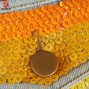 Autumn Fashion Casual Short <b>Jacket</b> for Women Colorful Cropped Cotton <b>Sequin</b> Denim Custom Length Breathable Feature - Product Image 3