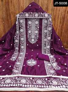 New Designer <b>Wedding</b> and Festival Wear Fancy Thread Embroidery Work Salwar Kameez <b>Suit</b> with Semi Modal Heavy Work Dupatta Set - Product Image 2