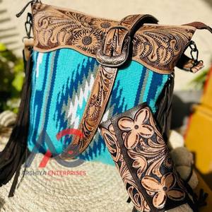 Sac à main en cuir pour femmes, de haute qualité, de nouveau Style occidental Aztec, pochette colorée en relief à imprimé Floral, ensemble Combo Unique - Product Image 1