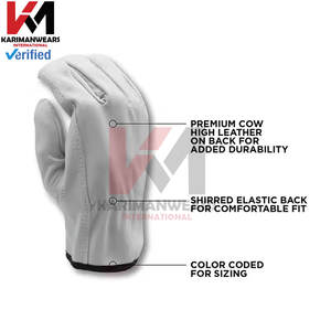 Guantes de trabajo de cuero de alta calidad con logotipo personalizado Guantes de seguridad de protección para hombres Construcción Industrial Uso pesado Asequible - Product Image 5