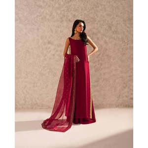 Vestido Formal Rojo, Elegante Silueta de Gasa para Ocasiones Especiales - Product Image 1