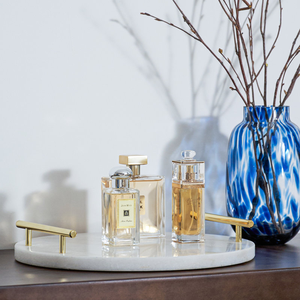 Plateau de service en marbre de luxe en gros, design traditionnel, plateau rond pour mariage, nourriture, fruits, plateau de service décoratif - Product Image 1