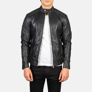 Blouson en cuir pour homme décontracté personnalisable Bomber Logo Service OEM pour l'hiver Blousons vierges - Product Image 1