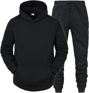 Sweat à capuche d'hiver en coton polaire noir élégant avec pantalon de jogging pour hommes - Product Image 5