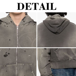 เสื้อมีฮู้ดผู้ชายฟอกสีกรดมีฮู้ดรุ่นเฮฟวีเวตสีจางวินเทจตามสั่ง - Product Image 6