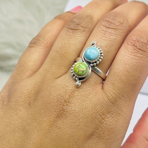 Handmade 925 Sterling Silver <b>Ring</b> Beautiful Natural <b>Turquoise</b> Green Bezel Setting Fashionable Handmade Silver <b>Ring</b> - Product Image 4