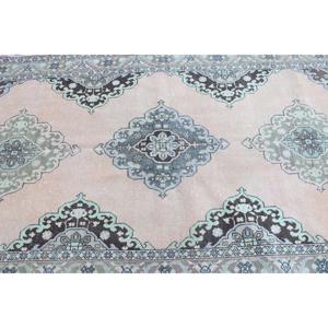 Alfombra turca de 4.8x10.5 pies, alfombra vintage, alfombra de lana con motivos de plantas y árboles azules - Product Image 4