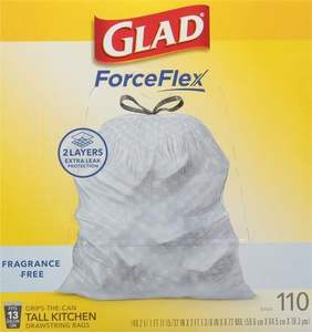 Bolsas de Basura Glad ForceFlex Altas para Cocina, con Cordón, 13 Galones, Sin Fragancia, 110 Unidades (El Paquete Puede Variar), (Paquete de 3) - Product Image 4