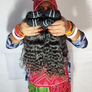 Vente en gros cheveux humains vierges naturels indiens 100% bruts prix machine à boucler humains double trame cheveux humains non transformés temple indien - Product Image 5