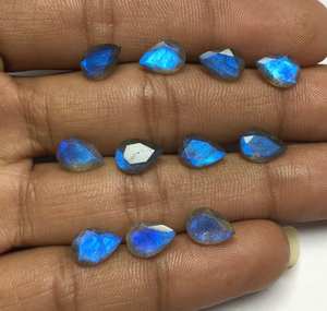 Lot of <b>10</b> Natural Labradorite Blue Flashy Cabochon Gemstones Mix Shape Loose Stones for Jewelry Making - Product Image 6