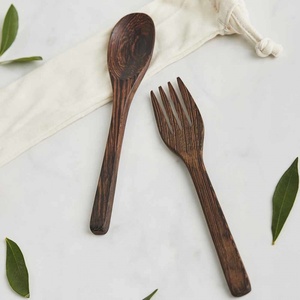 Madera de ébano natural Negro Cubiertos naturales Cuchara Tenedor y cuchillo por Madera Seguro para alimentos y Respetuoso con el medio ambiente - Product Image 3