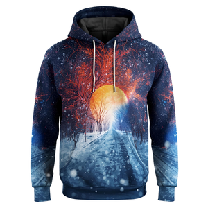 Sweat à capuche imprimé sur le thème de la chute de neige Sweat-shirt en molleton de coton avec design graphique d'hiver et options OEM/ODM - Product Image 1