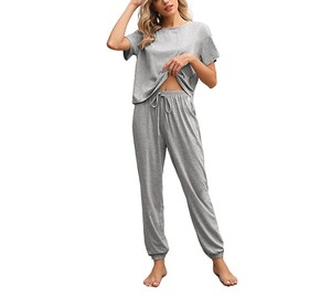 OEM personnalisé 2024 dames pyjamas costumes de nuit femmes vêtements de nuit à manches courtes T-shirt coton vêtements de détente pyjamas pour femmes ensemble - Product Image 1