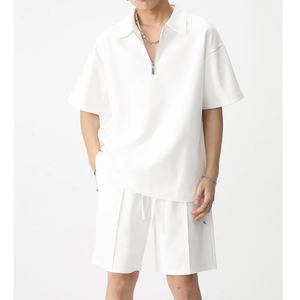 ชุดเซตกางเกงขาสั้นลำลองสำหรับผู้ชายชุด2ชิ้นสำหรับฤดูร้อนเสื้อยืดแขนสั้นชุดวอร์มสีล้วน - Product Image 5