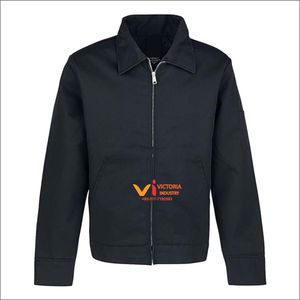 เสื้อแจ็คเก็ตบอมเบอร์ผู้ชายสไตล์วินเทจ ผ้าแคนวาสผสมผ้าฝ้ายโพลีเอสเตอร์ สีดำ กันน้ำ มีฮู้ด ซิป คอตั้ง ปักลาย - Product Image 2