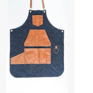 ผ้ากันเปื้อนผ้าใบหนังสไตล์ใหม่ผ้ากันเปื้อนผ้ายีนส์และผ้าใบผ้ากันเปื้อนชายหญิงคนงานช่างร้านตัดผม - Product Image 2