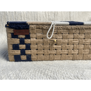 Handwoven 8x6 Inch <b>Jute</b> and Cotton Storage <b>Basket</b> with Lid Rattan Decorative Organizer for Living Room or Kitchen - Product Image 3
