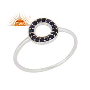 Meilleures ventes Bague empilable en argent sterling avec pierres précieuses en saphir bleu naturel Fabricant de bijoux personnalisés - Product Image 1