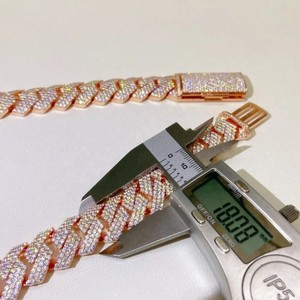 สร้อยคอสุดหรู14K สีโรสโกลด์แบบคิวบาได้รับการรับรองเครื่องประดับเพชรเพชรเพชรโมอิสซาไนท์ฮิปฮอปปรับแต่งได้ทั้งชายและหญิง - Product Image 5