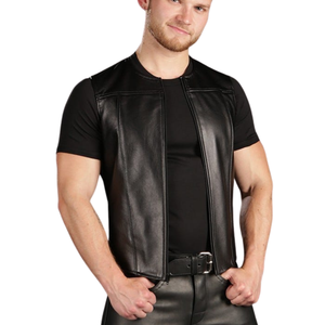 Lambskin Sleeveless <b>Shirt</b> Black Premium Lambskin Sleeveless <b>Shirt</b> in Black Stylish Comfortable Design for Bold Looks - Product Image 1