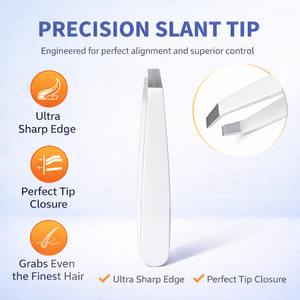 Pinzas Profesionales de Acero Inoxidable de Primera Calidad con Punta Inclinada para Cejas, Blancas, Duraderas, Ecológicas, para Depilación de Precisión - Product Image 5