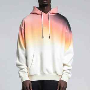 High Quality Men's 100% Cotton Gradient Faded Print <b>Oversized</b> Hoodies Luxury Men Drop Shoulders <b>Long</b> Sleeves Pullover <b>Hoodie</b> - Product Image 4