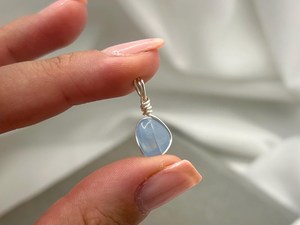 สร้อยคอพลอยสีฟ้าสำหรับการเกิดเดือนมีนาคม92.5กำไลเงินจี้คริสตัลอันโอชะขนาด8-11มม. จี้สร้อยคอชั้นดี - Product Image 3